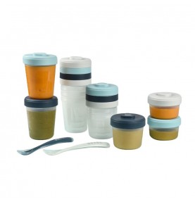 Set 1er repas 12 pots de conservation + 2 cuillères en silicone